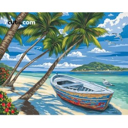 Pictura pe numere - Barca sub palmieri
