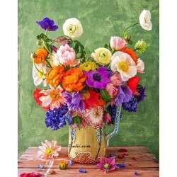 Pictura pe numere - Explozie de flori colorate