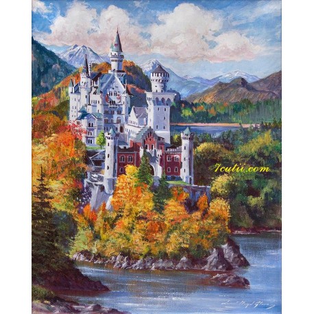 Pictura pe numere - Castelul langa paraul de munte