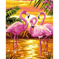Pictura pe numere - Apusul flamingourilor