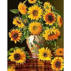 Pictura pe numere - Buchet cu soare si floarea soarelui