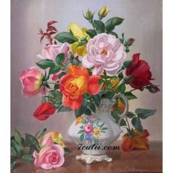 Pictura pe numere - Buchet de trandafiri pentru frumoasa doamna