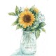 Pictura pe numere - Buchet cu floarea soarelui intr-un borcan