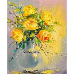 Pictura pe numere - Farmecul trandafirilor galbeni