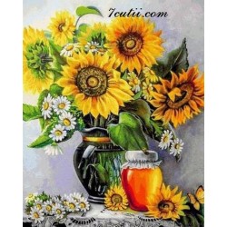 Pictura pe numere - Idilie de primavara - Floarea soarelui si miere