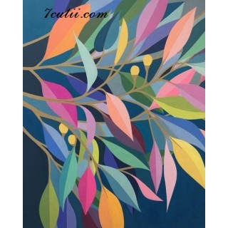 Pictura pe numere - Exotica si frunze colorate