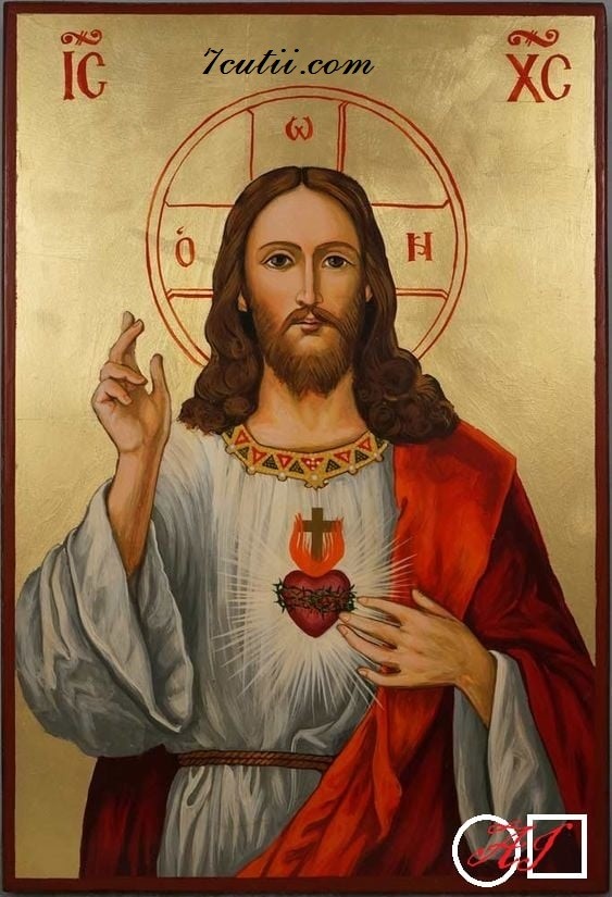 Goblen  de  diamante - Inima lui Isus: Dimensiuni si tip - 36x24 cm Margele Rotunde (Circulare)