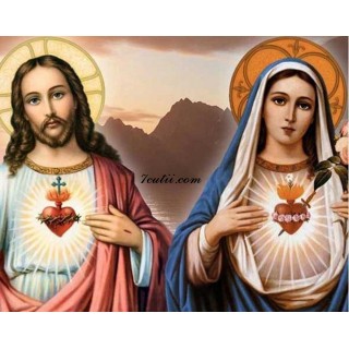 Pictura pe numere - Inima sfanta a lui Iisus cu Maria