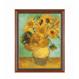 Goblen Vaza cu floarea soarelui - dupa Vincet van Gogh. Cusatura goblenului 1:4