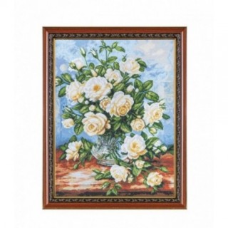 Goblen Trandafiri albi - dupa pictura lui Albert Williams. Cusatura goblenului 1:1