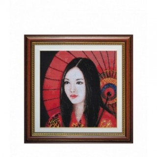 Set Goblen - Frumoasa japoneza - fundal fara cusut. Punct mic, panama neagra