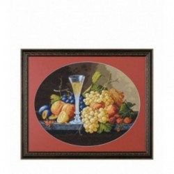 Set Goblen - Natura moarta cu fructe si un pahar de vin - fire DMC. Punct mic