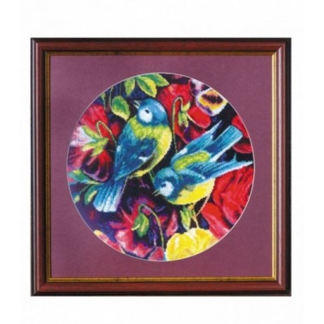 Set Goblen - Pui si flori, fire DMC.Punct in cruce, Aida 16 K
