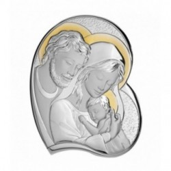 Icoana Argint Sfanta Familie 24х30 cm ( cu aurein auriu si forma de inima)