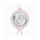 Icoana Argint Sfanta Familie - Medalion Roz - 9x9cm