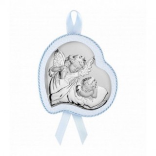 Icoana Argint Ingerasi - Medalion Albastru - 9х11 cm.