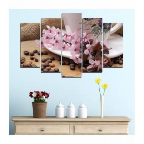 Tablou multicanvas - Trezeste-te cu flori roz