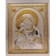 Icoana Argint Maica Domnului cu Pruncul cu detalii in auriu si rosu 33х41 cm