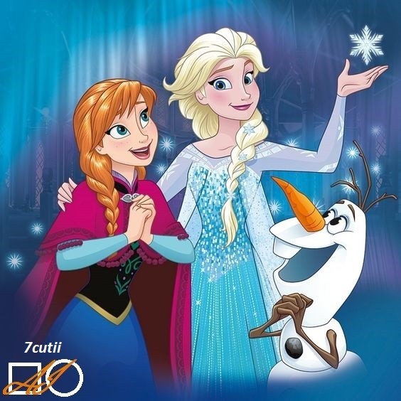 Goblen  de  diamante - Regatul inghetat - Elsa, Anna, Olaf -: Dimensiuni si tip - 25x25 cm Margele Patrate