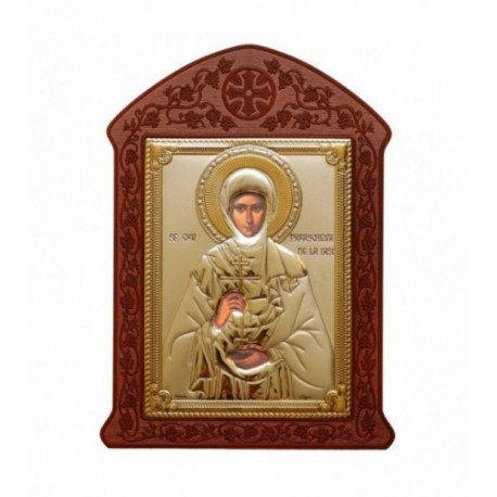 Icoana Argint - Sfanta Parascheva - cu rama sculptata MDF - 19x26 cm