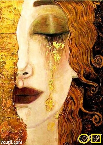 Goblen de diamante - Lacrimi de aur - dupa pictura lui Gustav Klimt: Dimensiuni si tip - 35x25 cm Margele Patrate