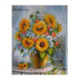Pictura pe numere - Vaza aurie cu floarea soarelui si margarete