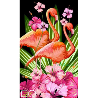 Goblen de diamante - Flamingouri si flori