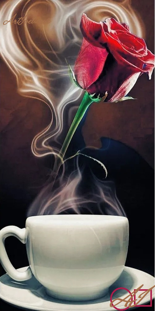 Goblen de diamante - Cafea amara si aroma de trandafiri: Dimensiuni si tip - 50x25 cm Margele Rotunde