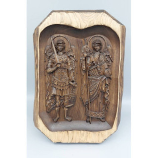 Icoana sculptata in lemn - Sfintii Arhangheli Mihail si Gavriil