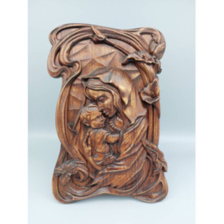 Icoana sculptata in lemn - Fecioara Maria „Umilenie”