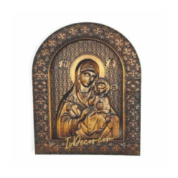 Icoana sculptata in lemn - Fecioara Maria cu Pruncul - Neofilita Floare