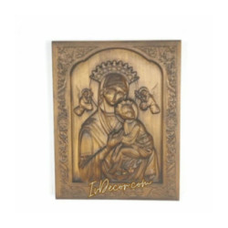 Icoana sculptata in lemn - Fecioara Maria de Rila - dreptunghiulara