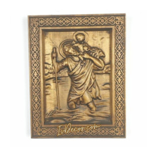 Icoana sculptata in lemn - Sfantul Hristofor - patronul soferilor