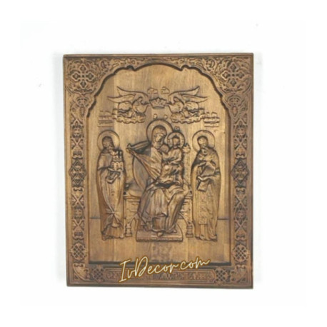 Icoana sculptata in lemn - Maica Domnului Econoama de la Marea Lavra din Sfantul Munte Athos
