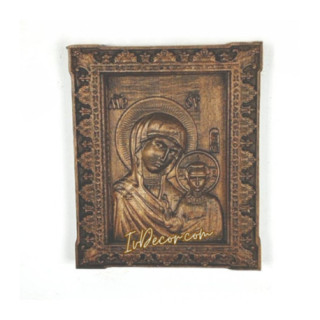 Icoana sculptata in lemn - Maica Domnului din Kazan - dreptunghiular