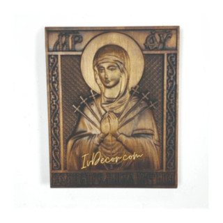 Icoana sculptata in lemn - Icoana Maicii Domnului cu sapte sageti