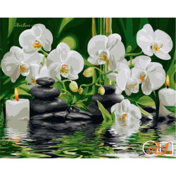 Goblen de diamante - Relaxare si orchidei albe