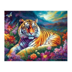 Pictura pe numere - Tigrul printre flori