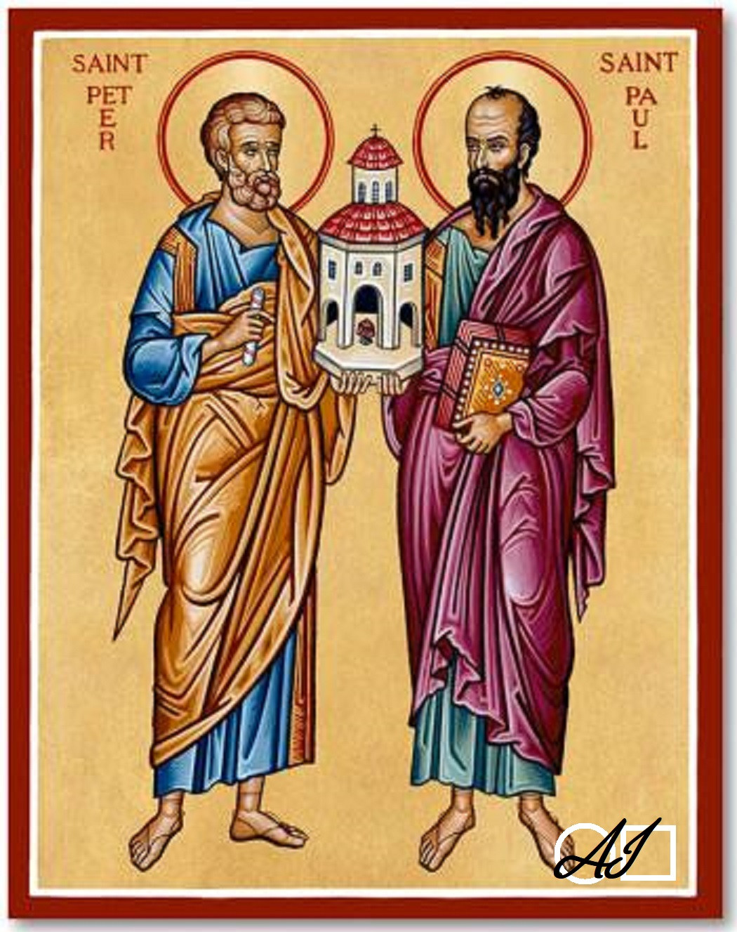 Goblen  de  diamante - Sfintii Apostoli Petru si Pavel: Dimensiuni si tip - 48x36 cm Margele Patrate