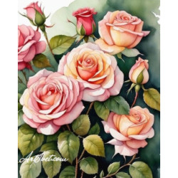 Pictura pe numere - Trandafirii mei de culoarea piersicii