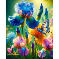 Picturi pe numere - Flori in culorile curcubeului 50x40cm