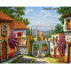 Pictura pe numere - Strada cu flori de liliac