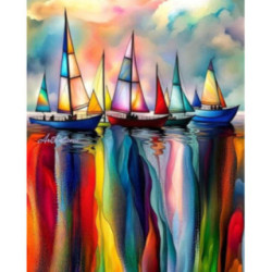 Pictura pe numere - Barci si culori minunate