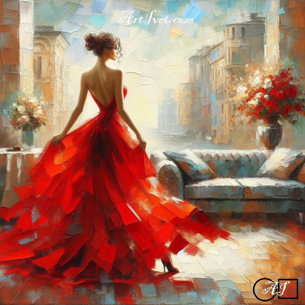Goblen de diamante - Rochia rosie seducatoare: Dimensiuni si tip - 40x40 cm Margele Patrate