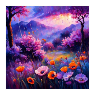 Pictura pe numere - Ploaie violeta 40х40 cm