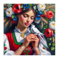 Pictura pe numere - Randunica alba 40х40 cm