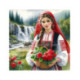 Pictura pe numere - Daniela culege trandafiri salbatici 40х40 cm