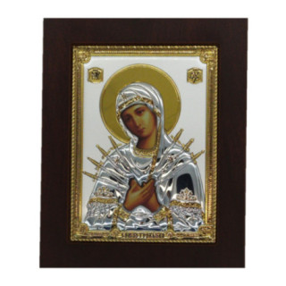Icoana Argint - Maica Domnului cu sapte sageti 30.5х39 cm