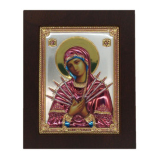 Icoana Argint - Maica Domnului cu sapte sageti 23.5х30 cm