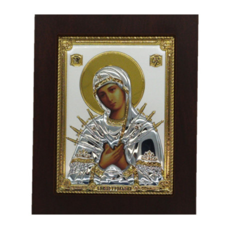 Icoana Argint - Maica Domnului cu sapte sageti 17х22 cm